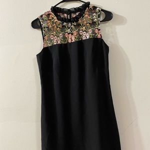 Karl Lagerfeld Black Floral Neck Dress sz0